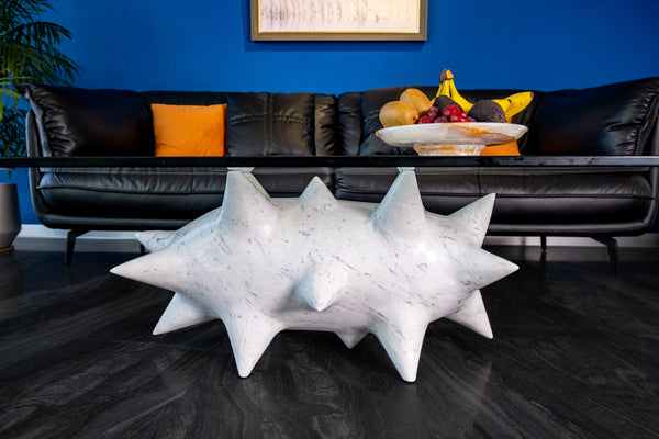 Hand-carved marble sculpture table base